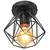WOTTES Plafonnier Industriel Lampe Suspension Luminaire Forme Diamant en Métal E27 Ø16CM Noir pour Chambre Salon Bar - 1Pcs