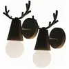 WOTTES Applique Murale Créatif Moderne en Fer Luminaire Lampe Murale Antlers Cerf E27 pour Chambre d'enfant Couloir Bar 2 Pack Noir