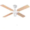 PrimeMatik - Ventilateur de plafond réversible blanc/bois avec command...