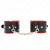 Kink - Premium Fur Lined Wrist Restraints Red With Black Belt Adjustab...