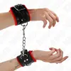 KINK - BONT GEVOERDE POLSBOEIEN MET VIERKANTE GATEN ROOD EN ZWARTE RIE...