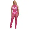SUBBLIME - 952389 VISNET EN KANTEN KRUISLOZE BODYSTOCKING MET HOGE HAL...