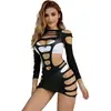 SUBBLIME - 952266 LANGE MOUW ELASTISCHE VISNET BODYSTOCKING ZWART ONE ...