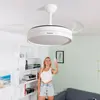Ventilateur de plafond LED avec 4 lames rétractables Keteez Innovagoods blanc 72 W Ø49-104 cm