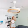 Ventilateur de plafond LED avec 4 lames rétractables Woteez Innovagoods Wood 72 W Ø49-104 cm