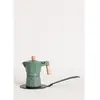 CREATE Cafetière italienne - Thera Moka Retro - Aluminium - 6 tasses - Détails en bois de hêtre