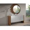 Miroir mural rond noyer