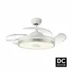 FABRILAMP TODOLAMPARA Ventilateur de plafond avec lumière LED 36 W moteur DC et haut-parleur modèle MATANUSKA Blanc, 3 tonalités avec mémoire, pales rétractables, 6 vitesses, télécommande, minuteur, silencieux