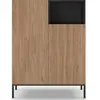 Drawer Buffet Haut CAILIN   Chêne Artisan & Noir   2 portes 1 niche   90 x 40 x 120 cm