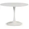 CALICOSY Table ronde avec plateau en verre L110 cm - 110 cm X 110 cm X 75 cm - ADA - Marbre blanc