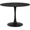 CALICOSY Table ronde avec plateau en verre L110 cm - 110 cm X 110 cm X 75 cm - ADA - Marbre noir