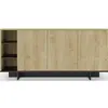 Buffet CEQUOIA   Chêne & Noir   3 portes 3 niches   170 x 40 x 80 cm