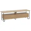 CALICOSY Meuble TV 2 portes décor chêne et pieds en métal - L150 cm - 150 cm X 42 cm X 45 cm - DILLY