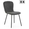 VS VENTA-STOCK Pack 4 chaises Lucky recouvertes de tissu gris foncé
