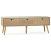 VS VENTA-STOCK Meuble TV Bella 3 Portes Couleur Chêne avec Rotin Naturel