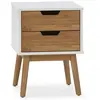 VS VENTA-STOCK Table de chevet Baku 2 tiroirs blanc-bois, bois de pin massif