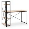 Bureau Lidia noir, 3 étagères, style industriel, 120 cm longueur