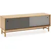 VS VENTA-STOCK Meuble TV Magnus 2 Portes Coulissantes Couleur Gris, Bois Massif, 140 cm (Largeur)