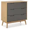 VS VENTA-STOCK Commode de nuit Bruce avec 3 tiroirs, bois massif, 80 cm Largeur
