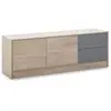VS VENTA-STOCK Meuble TV Panama 2 tiroirs, 2 Portes, Couleur Bois et Gris, 136 cm (Largeur) 40 cm (Profondeur) 51 cm (Hauteur)