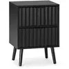 VS VENTA-STOCK Table de chevet Lluvia 2 tiroirs couleur noir