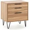 VS VENTA-STOCK Table de chevet Alma 3 tiroirs couleur bois, pieds métal
