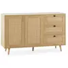 Buffet bas Bella 3 tiroirs et 2 portes en chêne, 120 cm