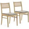 VS VENTA-STOCK Pack de 2 chaises Vilma Couleur Chêne, Bois Massif et Rotin Naturel