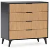 Commode de nuit Denis 4 tiroirs couleur Noir/Bois