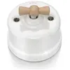 FONTINI - Va et Vient avec passe câbles Porcelaine blanche Manette Hêtre naturel GARBY