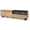SKRAUT HOME Meuble TV, Banc Télé, 200x35x57cm, Pour les TV jusqu'à 80", Cheminée électrique, Design industriel, Chêne et noir, RF2158
