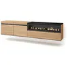 SKRAUT HOME Meuble TV, Banc Télé, 200x45x35cm, Pour les TV jusqu'à 80", feu électrique, Suspendu, Mural, Chêne et noir, RF2159