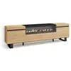 SKRAUT HOME Meuble TV, Banc Télé, 200x35x57cm, Pour TV jusqu'à 80"", feu électrique, Design industriel, Chêne et noir, RF2152