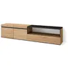 SKRAUT HOME Meuble TV, Banc Télé, Grand espace de Rangement, 200x35x45cm, Pour les TV jusqu'à 80", Chêne et noir, RF2154