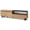 SKRAUT HOME Meuble TV, Banc Télé, 200x35x57cm, Pour les TV jusqu'à 80", Design industriel, Chêne et noir, RF2155