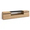 SKRAUT HOME Meuble TV, Banc Télé, Grand espace de Rangement, 200x35x45cm, Pour les TV jusqu'à 80", Chêne et noir, RF2148