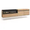 SKRAUT HOME Meuble TV, Banc Télé, 200x35x45cm, Pour les TV jusqu'à 80", Cheminée électrique, Suspendu, Mural, Chêne et noir, RF2147