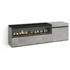 SKRAUT HOME Meuble TV, Banc Télé, 150x35x45cm, Pour les TV jusqu'à 65", Cheminée électrique, Ciment, RF2466