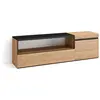 SKRAUT HOME Meuble TV, Banc Télé, Grand espace de Rangement, 150x35x45cm, Pour les TV jusqu'à 65", Chêne et noir, RF2427