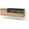 SKRAUT HOME Meuble TV | Banc Télé, 150x45x35cm, Pour les TV jusqu'à 65", Cheminée électrique, Suspendu, Mural, Chêne et noir, RF2438