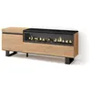SKRAUT HOME Meuble TV, Banc Télé, 150x35x57cm, Pour les TV jusqu'à 65", Cheminée électrique, Design industriel, Chêne et noir, RF2437