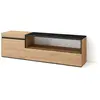 SKRAUT HOME Meuble TV, Banc Télé, Grand espace de Rangement, 150x35x45cm, Pour les TV jusqu'à 65", Chêne et noir, RF2433