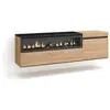 SKRAUT HOME Meuble TV, Banc Télé, 150x35x45cm, Pour les TV jusqu'à 65", Cheminée électrique, Suspendu, Mural, Chêne et noir, RF2432