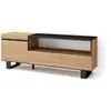 SKRAUT HOME Meuble TV, Banc Télé, 150x35x57cm, Pour les TV jusqu'à 65", Design industriel, Chêne et noir, RF2434