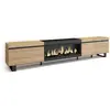SKRAUT HOME Meuble TV, Banc Télé, 288x35x57 cm, TV grand format, Cheminée électrique XXL, Design industriel, Chêne et noir, RF3614
