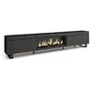 SKRAUT HOME Meuble TV, Banc Télé, 288x35x57 cm, TV grand format, feu électrique XXL, Design industriel, Noir, RF3610