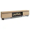 SKRAUT HOME Meuble TV, Banc Télé, 267x35x57 cm, TV grand format, Cheminée électrique XXL, Design industriel, Chêne, RF3607