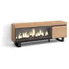 SKRAUT HOME Meuble TV, Banc Télé, 160, Pour les TV jusqu'à 65", Cheminée électrique XXL, Design industriel, Beige, RF3251