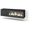 SKRAUT HOME Meuble TV, Banc Télé, 160, Pour les TV jusqu'à 65", Cheminée électrique XXL, Suspendu, Mural, Noir, RF3248