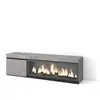 SKRAUT HOME Meuble TV, Banc Télé, 160, Pour les TV jusqu'à 65", Cheminée électrique XXL, Ciment, RF3238